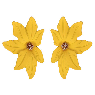 

Fashion Round Earrings for Women Spray Geometric Metal Statement Brincos Big Leaf Flower Earrings Fashion Party Jewelry Gift