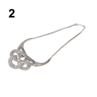 

Womens Vintage Ethnic Hollow Knot Drop Pendant Statement Necklace Jewelry