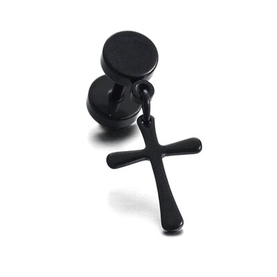 

1 Pc Unisex Cool Punk Rock Earrings Women Men Round Cross Pendant Stud Earrings Earrings Jewelry Gift