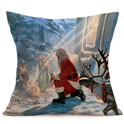 

Tailored Merry Christmas Linen Pillow Cases Sofa Cushion Cover Home Decoration