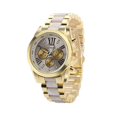 

Gobestart Fashion Casual Roman Digital Fake Three Eye Dial Steel Strap Dial Mens Watch