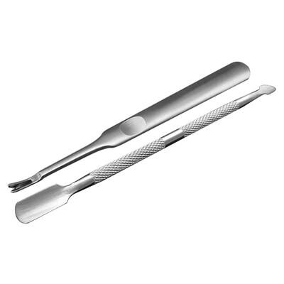 

2Pcs Stainless Steel Double-ended Nail Pusher & Nail Cuticle Trimmer Set Dead Skin Callus Remover Trimmer Kit Anti-slip Manicure P
