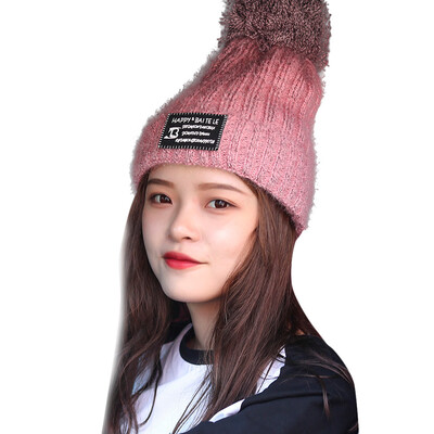 

Tailored Women Hairball Letter Winter Keep Warm Crochet Ski Hat Braided Cap