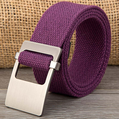 

Fashion solid color Canvas belt high quality Alloy Ring buckle Men belt casual weaving Canvas Men&Women belt