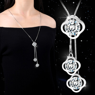 

Four-leaf clover ladies long temperament necklace personalized accessories