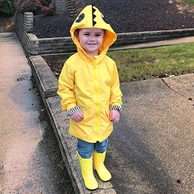 

Toddler Raincoat Kids Baby Boy Girl Cartoon Dinosaur Hooded Zipper Clothes Coat