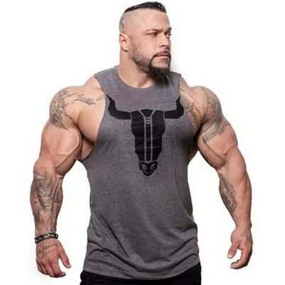 

Mens Gym Muscle Shirt Tank Top Sports Bodybuilding Fitness Athletic Vest NEW