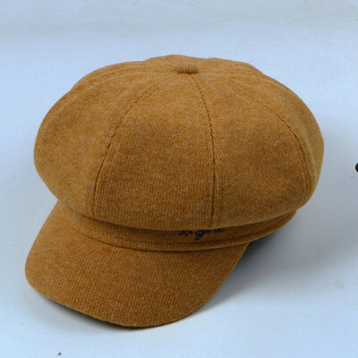 

Korean Autumn&Winter Net Red Letter Embroidery Pure Octagonal Hat Japanese Beret Student Retro Painter Hat Chao Nu
