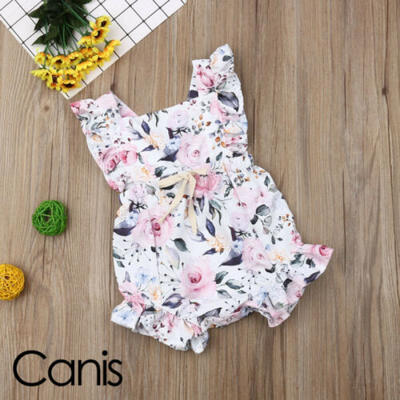 

US Newborn Kids Baby Girl Clothes Sleeveless Romper Ruffle Cotton&Linen Outfits