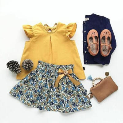 

Toddler Baby Kids Girl Summer Sleeveless T-Shirt TopsTutu Skirt Outfits Clothes