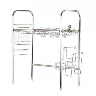 

421-63 Kitchen Rack 304 Stainless Steel Shelf Single Tier Sink Hanging Hook Dish Bowl Drainer Storage Organizer Spice Bottles Ca
