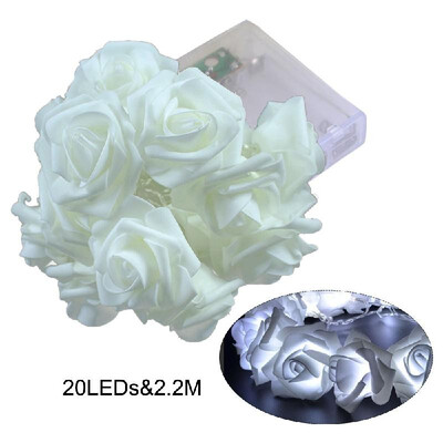 

20LEDs Lamp String 22M Rose Christmas Holiday Lights Valentine Wedding Decoration Flower Bulbs LEDs Lamp