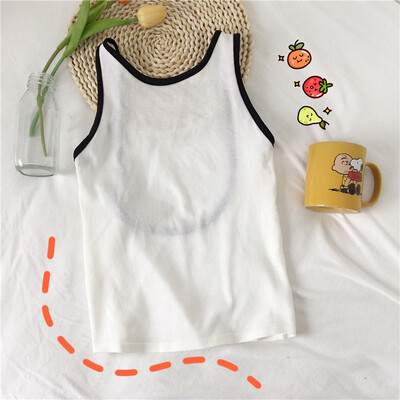 

Womens Sleeveless O-Neck Pullover Color Block Backless Tank Top