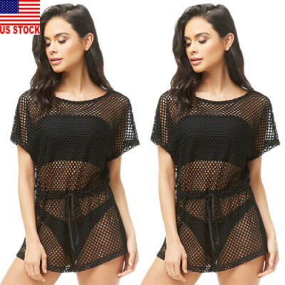 

Womens Summer Lace Fishnet Bikini Cover Up Swimwear Bathing Suit Beach Dress US