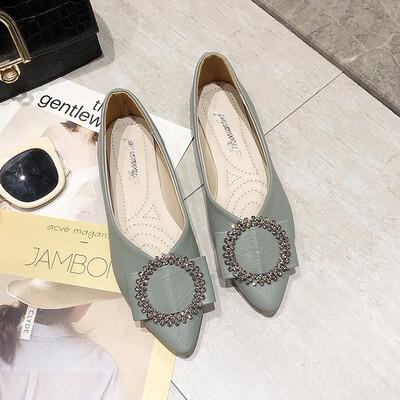 

Bean shoes flat sole shoes summer version of the Korean version of the retro pointed grandmother shoes shallow mouth pedal