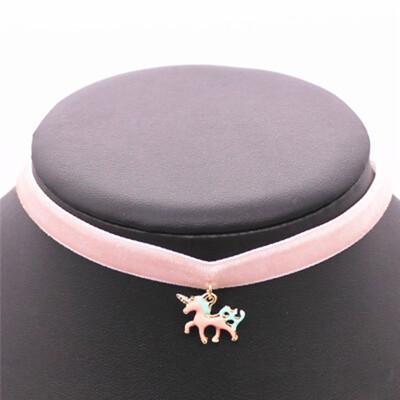 

Female Fashion Horse Punk Collar Jewelry Gothic Velvet Suede Collars Choker Necklaces for Women Gift