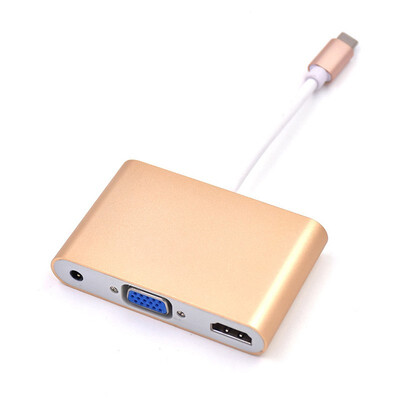

3in1 USB 31 Type C to HDMIVGA35mm Audio Adapter 1080P Video Converter Screen Mirroring Link For Macbook to TV Projector