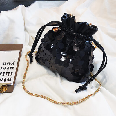 

Summer mini small bag women 2019 new ins super fire sequin bucket bag Joker chain fairy messenger bag
