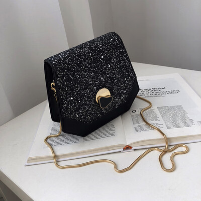

Senior feeling bag sequins chic chain bag womens new 2019 simple geometric small square bag buckle slung bag