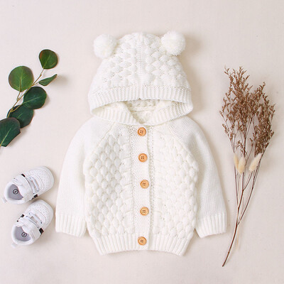 

Toddler Baby Kids Boy Girls Winter Sweater Hooded Knitted Tops Warm Coat Outwear
