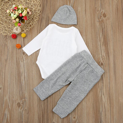 

Baby Newborn Boys Letter Rompers Jumpsuit Tops Pants 3Pcs Set Outfits Clothes