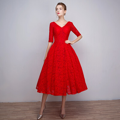 2018 New The Banquet Sexy V-neck Classic Lace A-line Half Sleeve Tea-length Noble Party Formal Evening Dresses
2018 New The Banquet Sexy V-neck Classic Lace A-line Half Sleeve Tea-length Noble Party Formal Evening Dresses