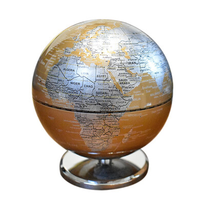 

Fun globe 5 inches 13cm Gem section local gold globe music bell - small world