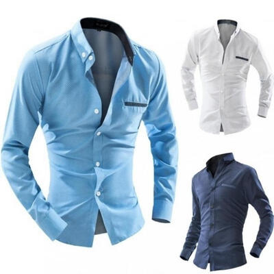 

New Mens Long Sleeve Formal Shirt Business Work Smart Formal Casual Shirt