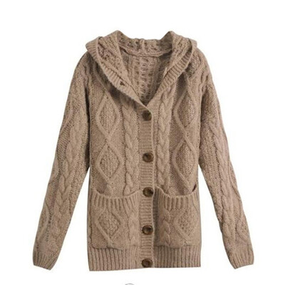 

Toponeto Women Hooded Long Sleeve Cardigan Sweater Coat GY
