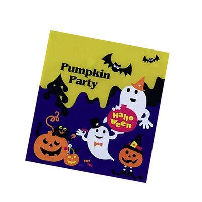 

100 Pcs Halloween Yellow Pumpkin Pattern Gift Bag Plastic Eco-friendly DIY Candy Cookies Birthday Party Craft Bags Packaging Bag