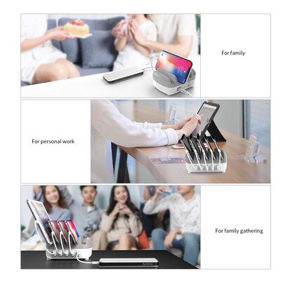 

ORICO DUK-5P 5 Port USB Charger Station Dock with Holder 40W 5V24A5 USB Charging for Mobile Phones Laptops White