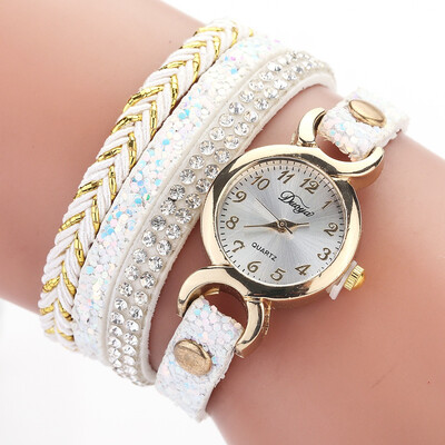

Exquisite circle knitting bracelet watch Korean fashion casual small dial rhinestone female watch