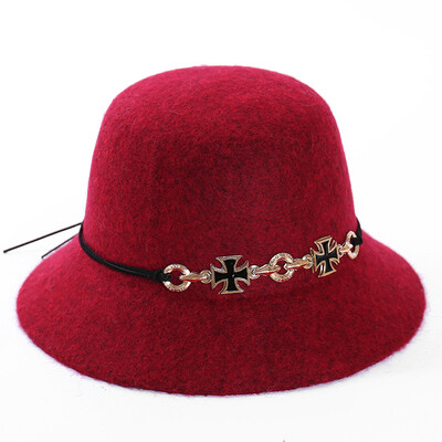 

Early spring new wool wool basin hat hair hat dome small hat lady English cross felt fisherman hat