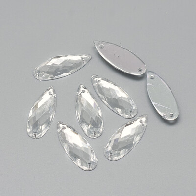 

Sew on Rhinestone Transparent Acrylic Rhinestone Two Holes Garment Accessories Faceted Drop Clear 21215x8x3mm Hole 08