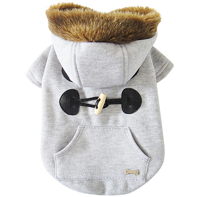 

Winter Dog Cat Pet Clothes Apparel Buttons Hoodie Sweater Coat