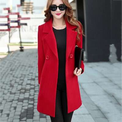 

Toponeto Womens Winter Lapel Wool Coat Trench Jacket Long Sleeve Overcoat Outwear