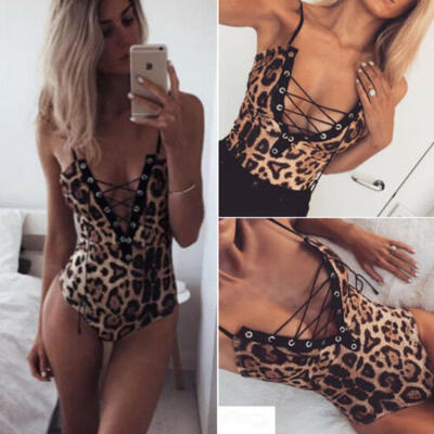 

One-Piece Womens Swimsuit Leopard Bikini Push-up Bathing Suit Swimwear Monokini