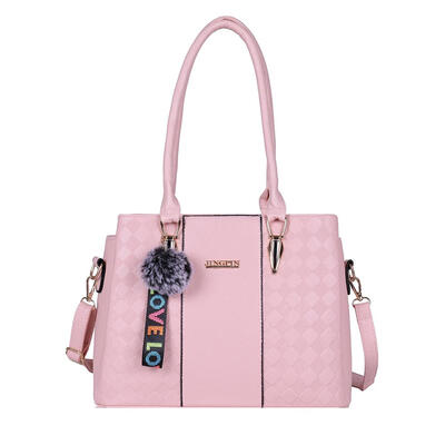 

Pompom Shoulder Handbags PU Leather Women Litchi Pattern Crossbody Bags