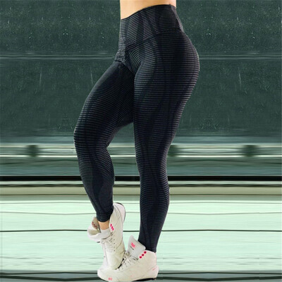 

Tailored Womens 3D Stereo Stripe Printed High-waist Hip Stretch Running Yoga Pants