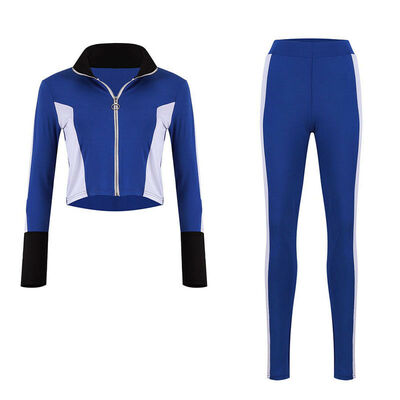 

Womens Tracksuit Crop Top Sweatshirt Coat Pants Sports Wear Casual 2Pcs Suit