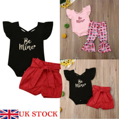 

UK New Baby Girls Summer Outfits Romper T-shirt Tops Shorts Pants Casual Clothes