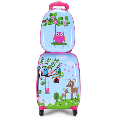 

2 pcs 12" 16" Blue ABS Kids Suitcase Backpack Luggage Set