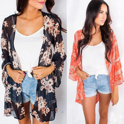 

Women Beach Chiffon Cardigan Loose Shawl Kimono Cardigan Bikini Cover Tops Shirt