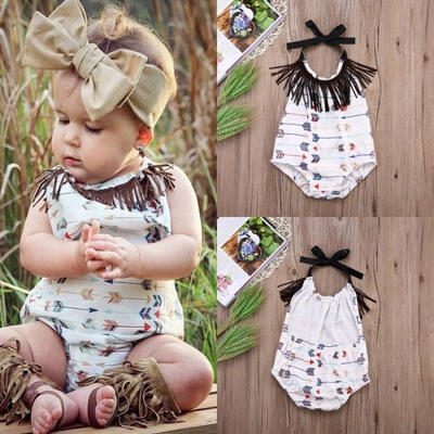 

Cute Infant Baby Girls Bodysuit Arrow Romper Jumpsuit Outfits Sunsuit Clothes