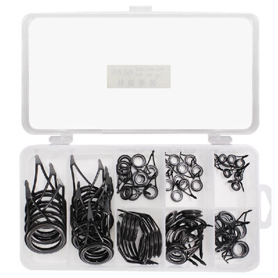 

75Pcs Fishing Rod Guide Tips Carbon Steel Frame with Ceramic Ring Rod Replacement Tip Eye Set