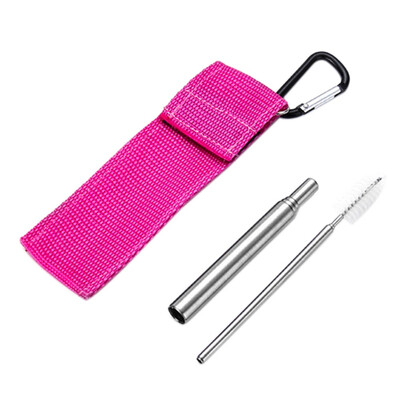 

Portable Stainless Steel Telescopic Drinking Straw For Travel Reusable Collapsible Metal Drinking Straw With Bag And Brush Set x