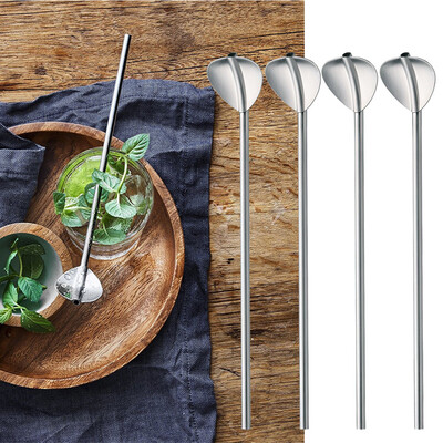 

Siaonvr 6 Pcs Stainless Steel Metal Drinking Straw Reusable Straws Cocktail Spoons Set