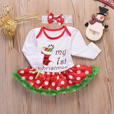 

Newborn Infant Baby Girl Romper Tutu Dress Headband Christmas Outfits Clothes