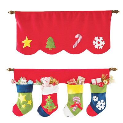 

Christmas Curtain Door Window Decorative Snowflake Tree Candy Socks Christmas Accessories for Home Living Room Blackout Curtains