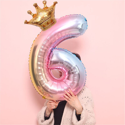 

Toponeto Crown Number Foil Balloons Number Ballon Happy Birthday Party Decoration 32 Inch